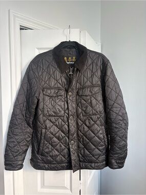 Barbour Black Quilted Lightweight Men’s Jacket with Cord Collar